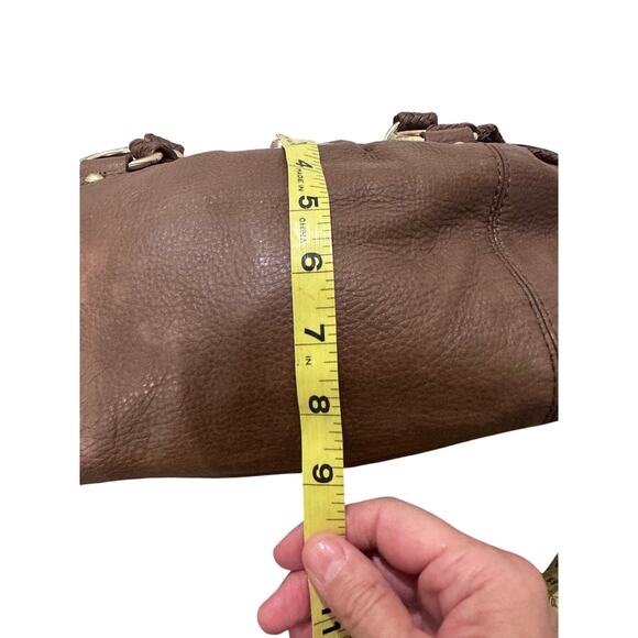 Elliott Lucca Chocolate Brown Leather Braided Handle Slouchy Hobo Satchel Bag - Picture 6 of 9